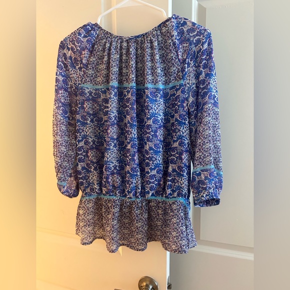 Purple and blue peasant-style Anthropologie blouse—size small - Picture 2 of 3